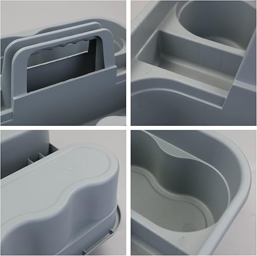 Miniatura 3 de Paquete de 4 organizadores de transporte, organizador de limpieza de plástico con asa, gris