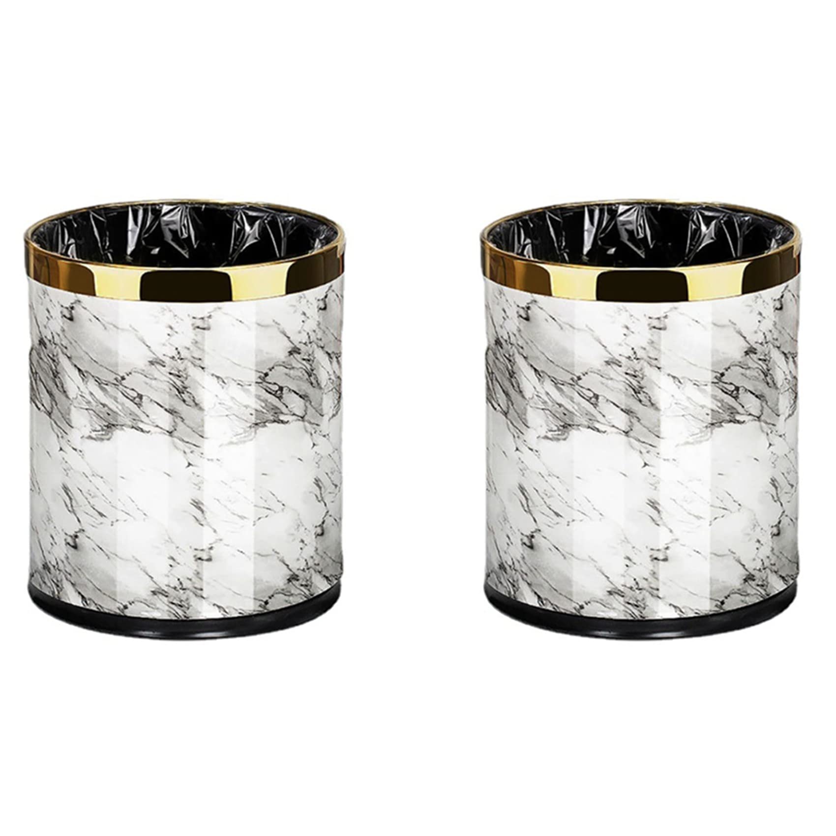Hndhbfgrt 2X Trash Can,Marble Pattern 10L Trash Can Bin Buckets Diameter Waste Bins Living Room Bathroom Kitchen Dustbin Trash Bin