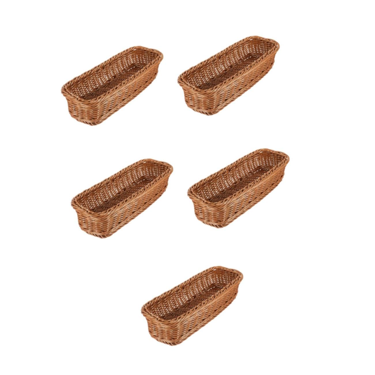 COLLBATH Cesta De Frutas De 5 Piezas Cesta De Ratán Cesta Para Frutas Y Verduras Cestas De Mimbre Para Pan Bandeja Para Guardar Utensilios Para Mesas De Restaurante Cesta Para Guardar