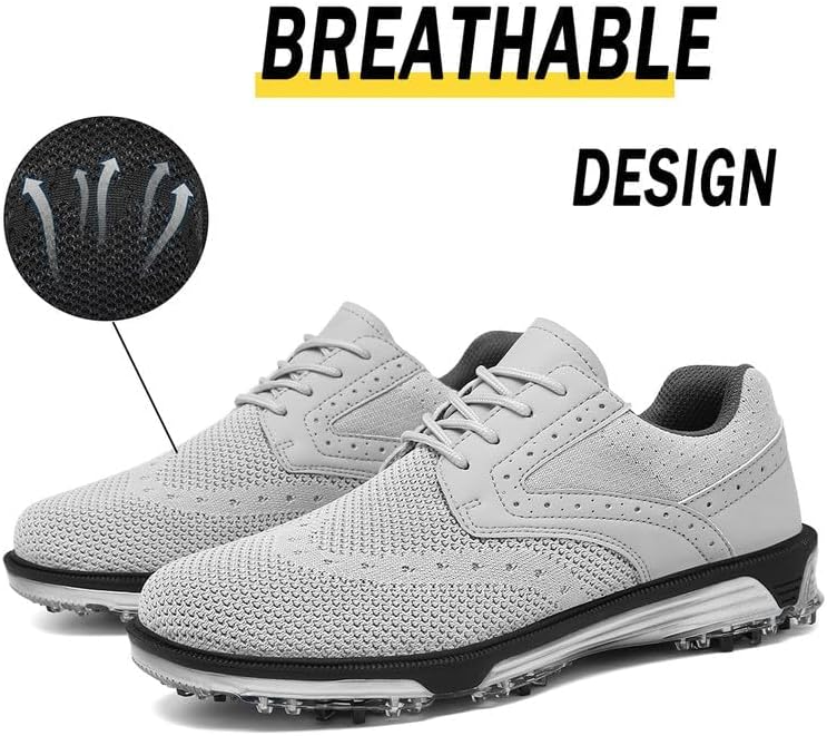 ULTIANT Men's Golf Shoes Fixed Nailless Sole Lightweight Breathable Spikeless Outdoor Footwear Size7.5-13 - Image 6