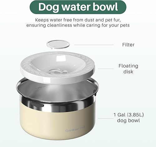 Miniatura 4 de Gardner Pet Cuencos para perros de 1 galón (3.85L) de acero inoxidable sin derrames, cuenco de agua de metal para alimentador de agua lento,