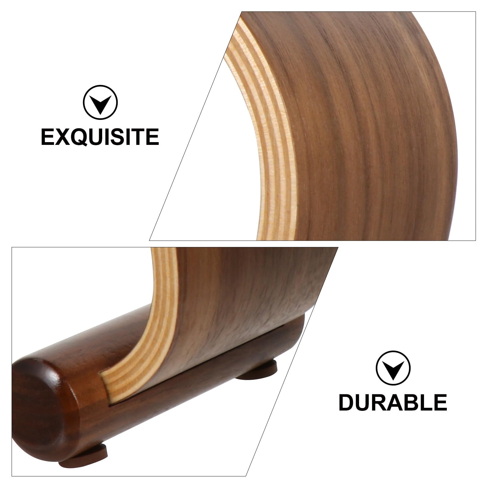 Support pour Casque Audio en Bois Noyer Stable et Robuste Accessoire Bureau Gaming