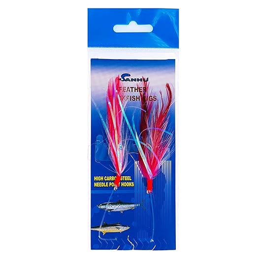 Sanhu Rock Cod Feather Rigs 3/0 Red/White 12 Packs : Amazon.in: Sports ...