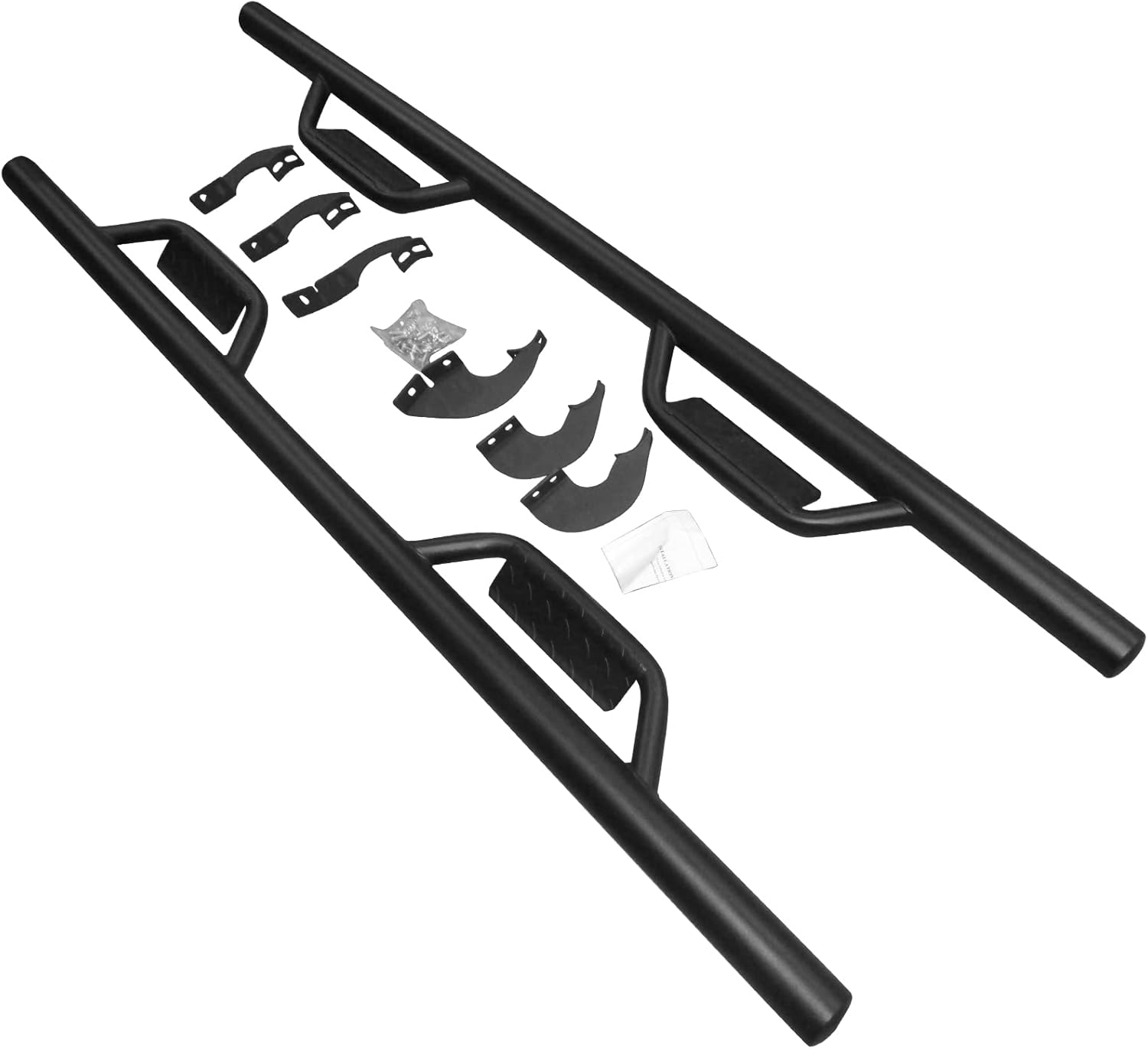 IKON MOTORSPORTS, Running Boards Compatible with 2007-2021 Toyota Tundra Crew Max Cab 4-Door, Black Side Step Nerf Bars Added on Bodykit Replacement 2PCS, 2009 2010 2011 2012 2013 2014 2015 2016 2017