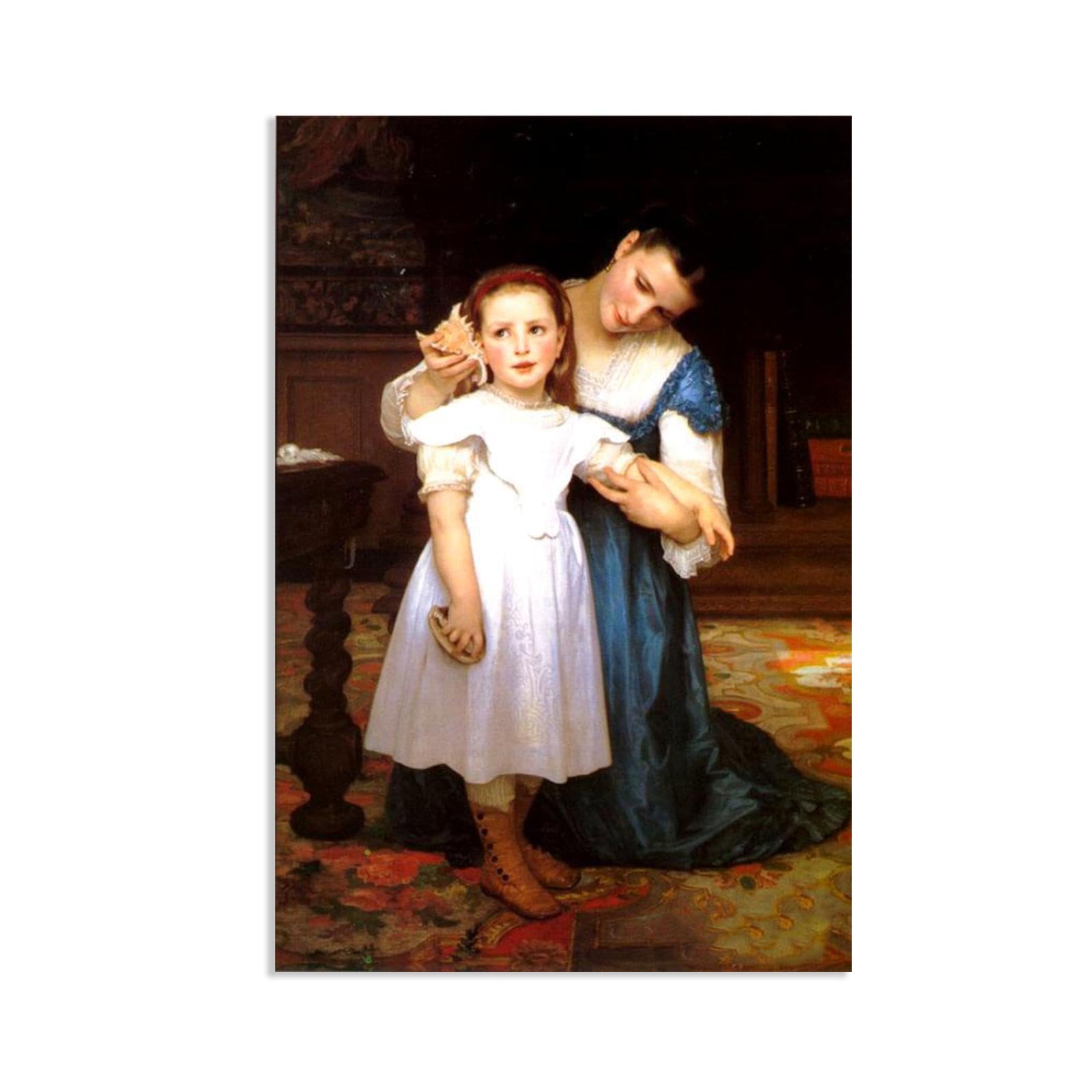 Rxnhgjds Unframed William-Adolphe Bouguereau Wall Art The Seashell Classical Art Prints Picture Famous Artwork Wall Decor For Living Room Bedroom Bathroom Home Decor 90X60cm Frameless