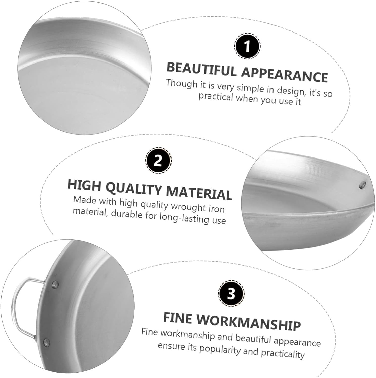 OUNONA Round Wrought Iron Barbecue Pan Flat Grill Plate for Indoor Outdoor Cooking Bbq Skewers Steak Chicken Household Use