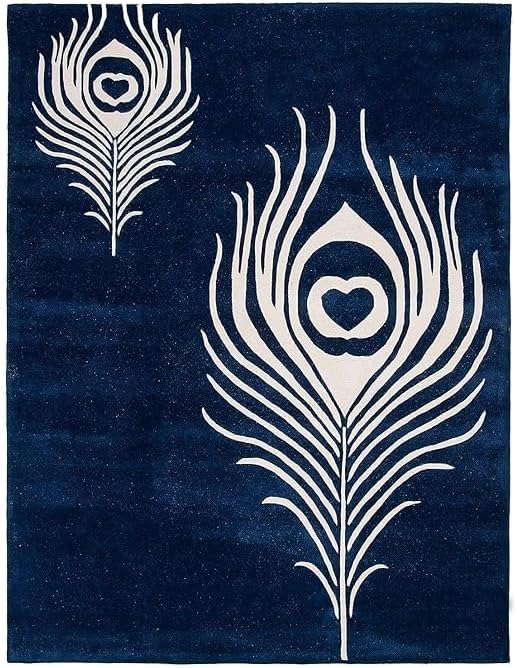 Amazon.com: Handmade NZ 100% Soft Wool Rugs Blue & White Premium ...