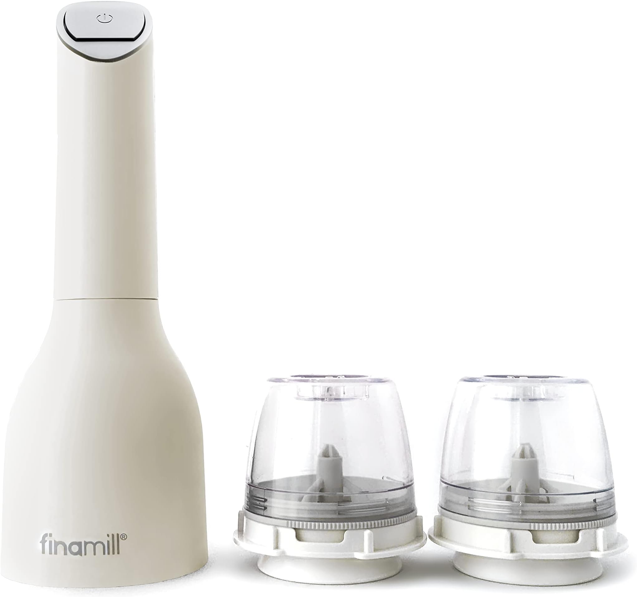 FinaMill's Award-Winning Battery Operated Salt and Pepper Grinder Set - Adjustable Coarseness, Ceramic Grinding Elements, LED Light, 2 Quick-Change ProPlus Pods - Perfect for Home Cooking & Gifting