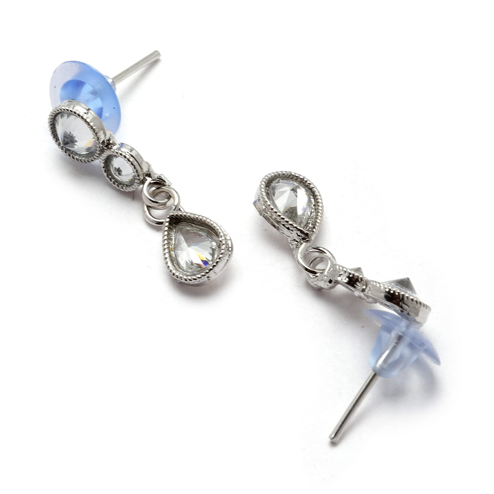 Oxidised Silver-Plated Round American Diamond Studded Necklace Set