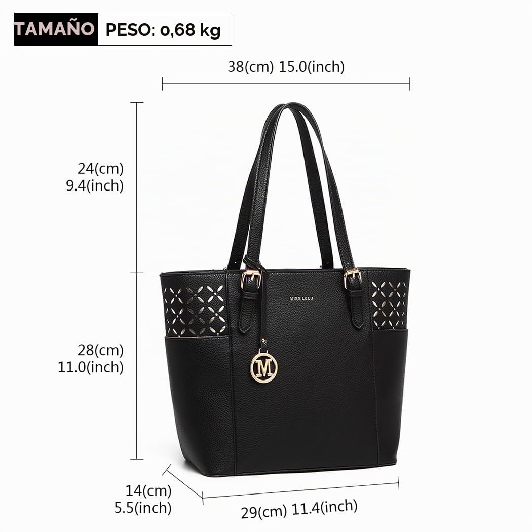 Miss Lulu Bolsos de Mujer,Bolsos Totes para Mujer-Gran Capacidad Versátiles y Estilizados Ideales para Oficina Compras Colegio Viajes Cortos y Uso Diario
