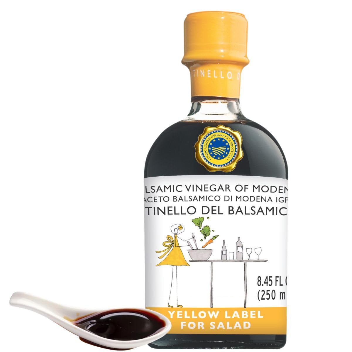 IL TINELLO Balsamic Vinegar of Modena IGP, Yellow Label, 250ml (8.5 fl oz) – Aceto Balsamico di Modena Ideal for Salads & Marinades, 38 Brix, Product of Italy (Yellow Label)