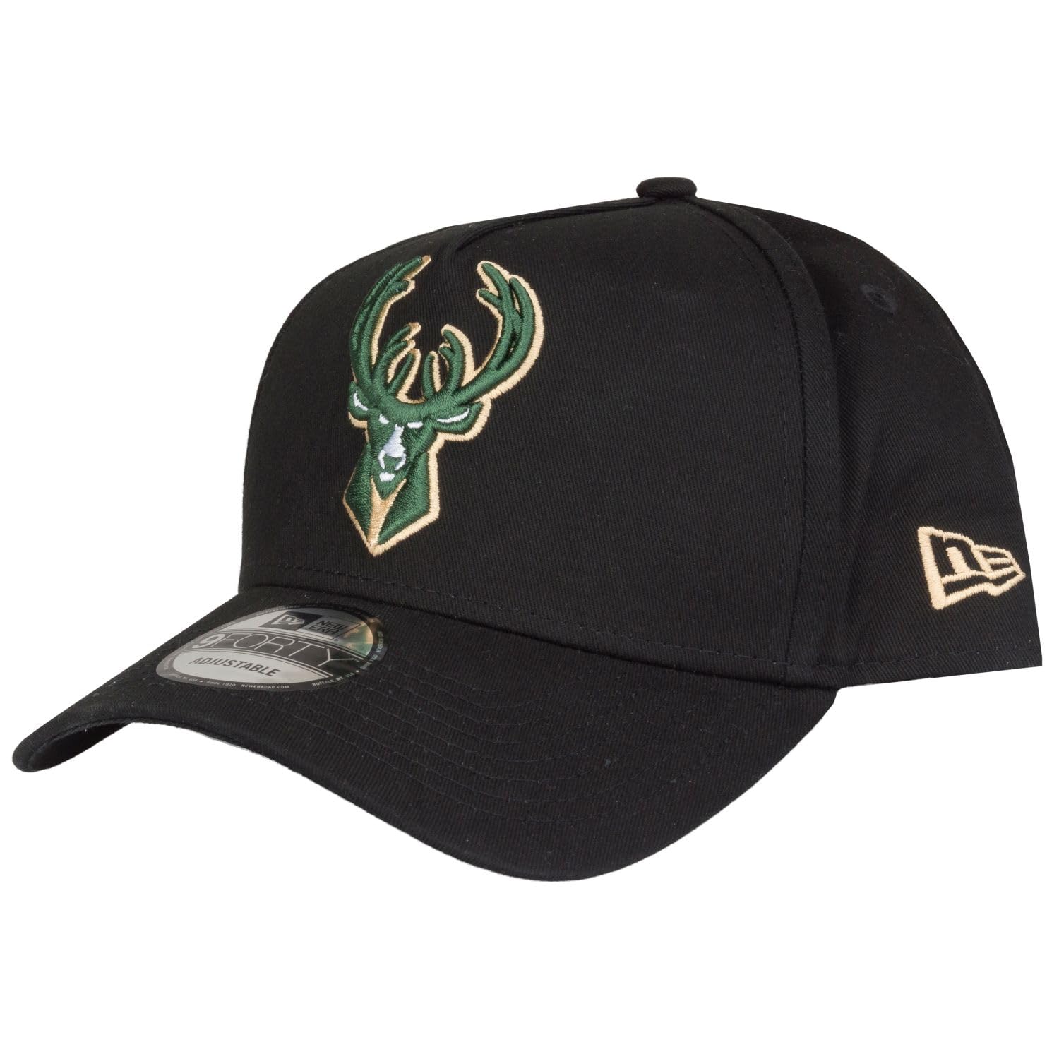 New Era Unisex Black 9Forty A-Frame Snapback Cap - Milwaukee Bucks - One Size