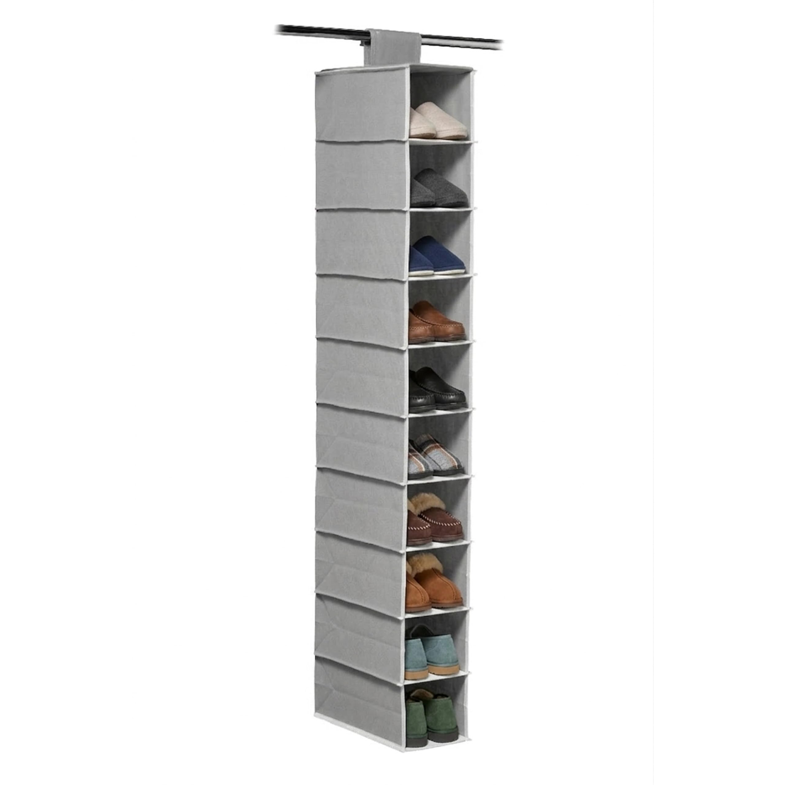 Premier Housewares 10 Section Hanging Shoe Organiser - Grey
