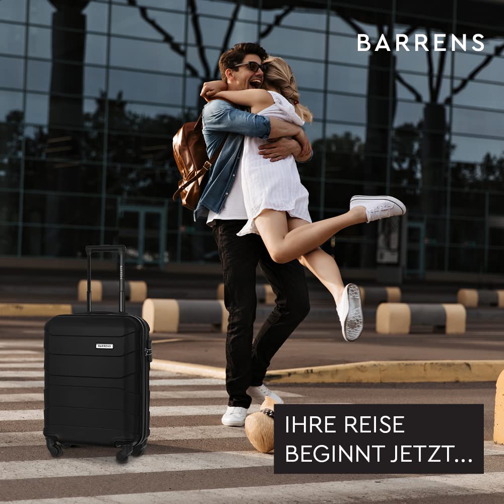 BARRENS Valigia Bagaglio a Mano 55x40x20 cm- Trolley Cabina Rigido in ABS - 4 Ruote 360° - Piccola Valige Cabin Size 34 L (Nero)