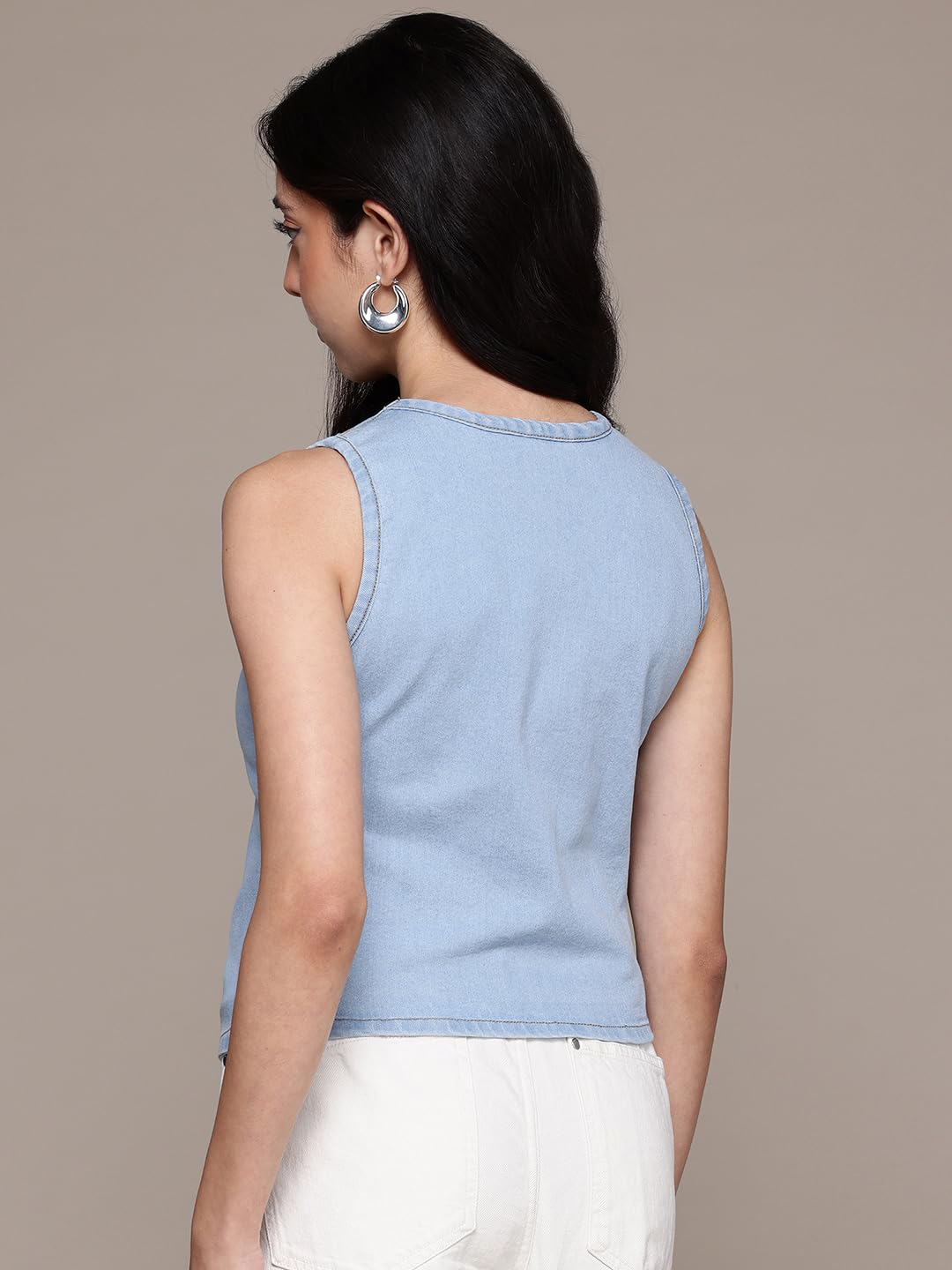 Nifty Women's Denim Waistcoat (1474_ICE_M_Sky_Blue_Medium) - Image 5 thumbnail