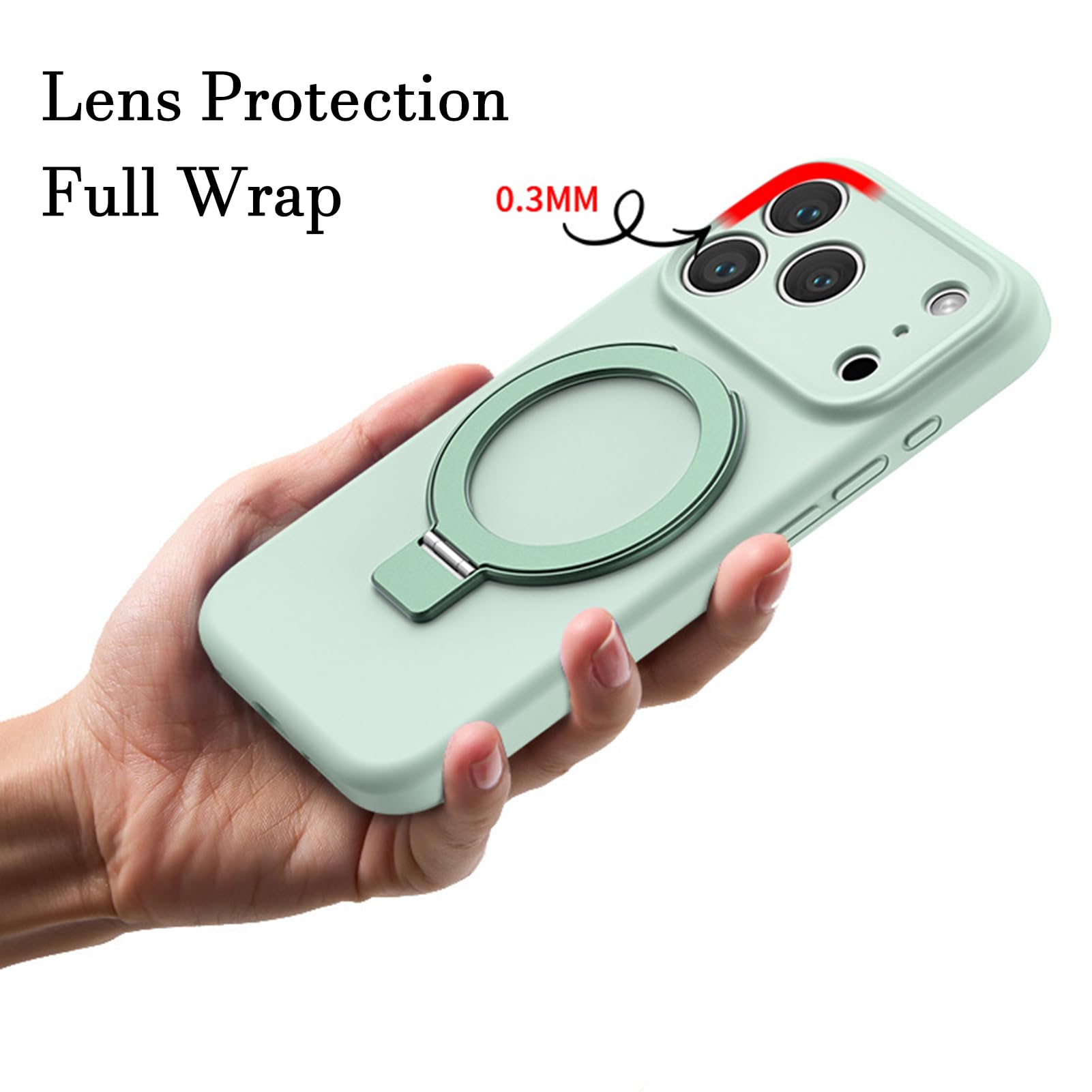 Generico Custodia Magnetica per iPhone 17 PRO Max/17 Pro/Air/17, Protezione anticaduta per Fotocamera, Cover in Silicone Liquido con Anello Girevole, Guscio Morbido, Bianco, 17 PRO Max