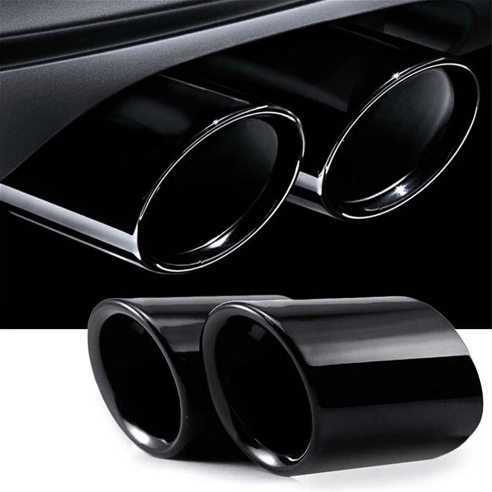 Dla BMW 2006-2010 E90 E92 325 Akcesoria Samochodowe 2 Szt Końcówka Rury Wydechowej Tylny Tłumik Samochodowy Tylny Tłumik Stylizacja Samochodu(Black with M)