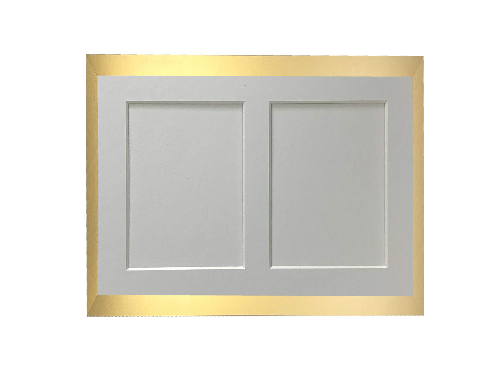 H7 Gold Picture Photo Frame with White 5 x 3.5 Inch Two Aperture Mount