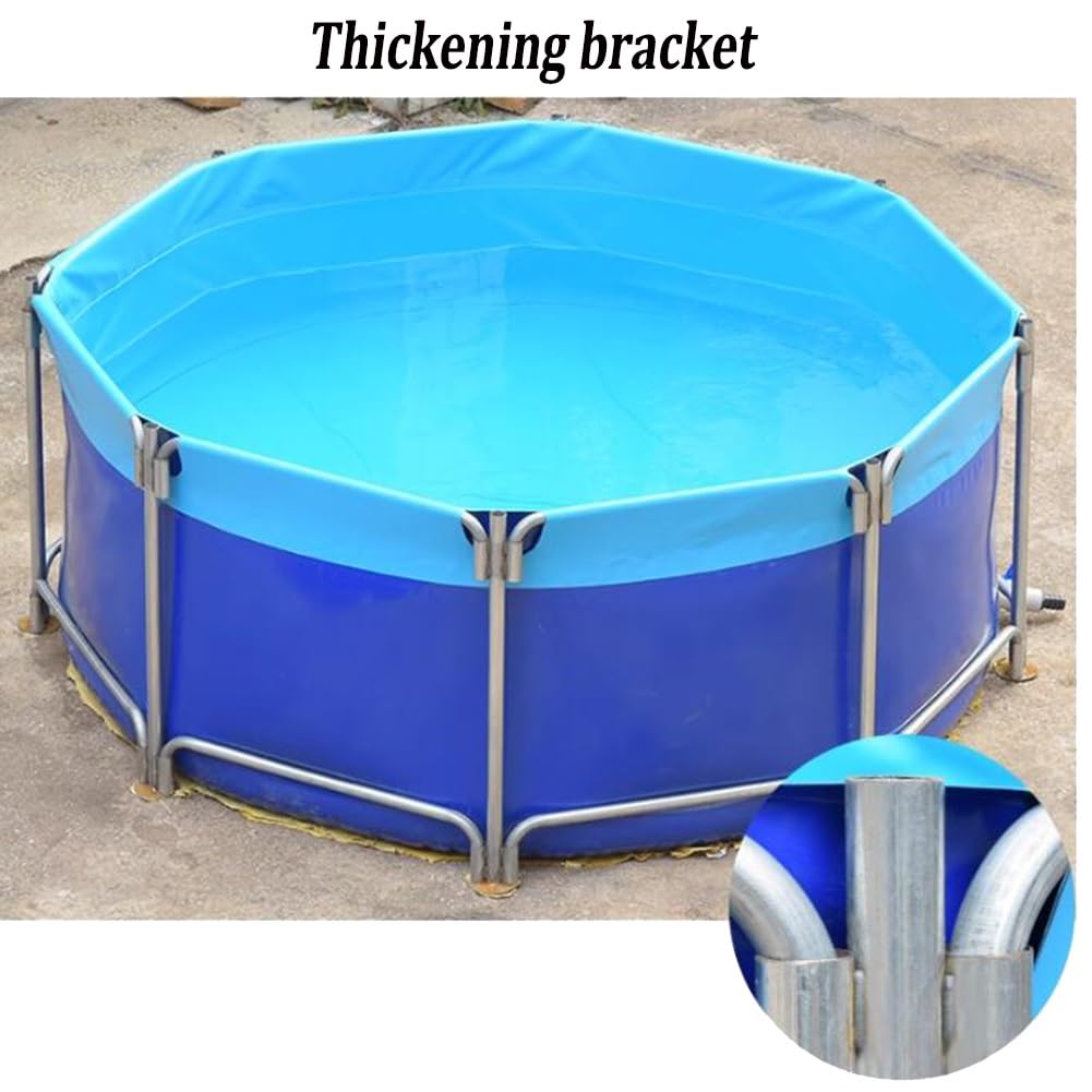 Piscina de metal sobre el suelo de PVC azul de 130 x 100 cm, ideal para diversión y relajación al aire libre, perfecto para el disfrute de niños y familiares