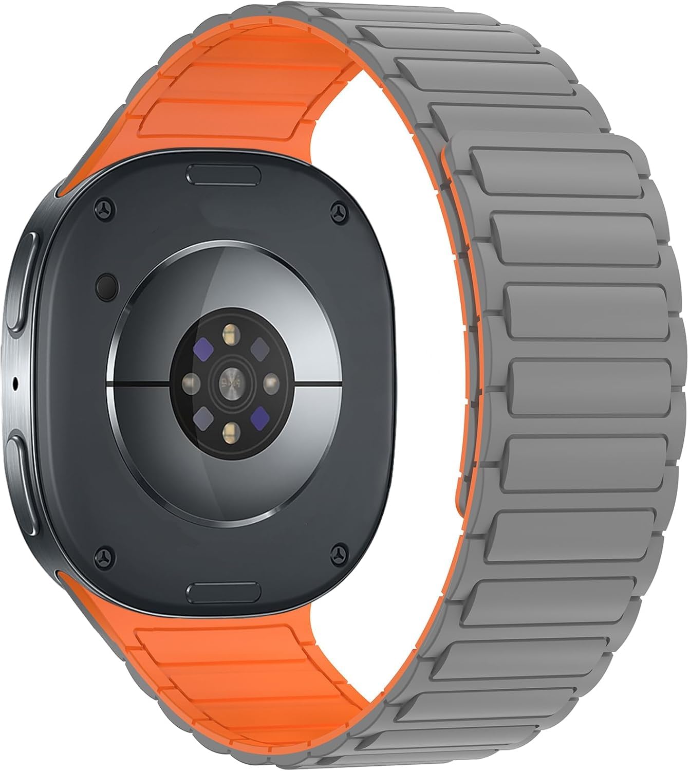 OBOE Silicone Strap Magnetic Band 'COMPATIBLE WITH' Samsung Galaxy Watch 8 40mm 44mm/Galaxy Watch 8 Classic (Grey-Orange) [WATCH NOT INCLUDED]-picture-20