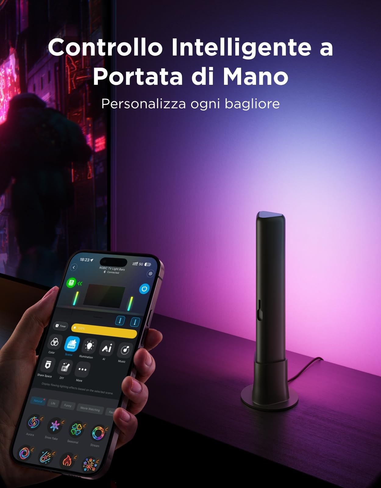 Govee Barre Luminose a LED Intelligenti, Retroilluminazione RGBICWW per TV