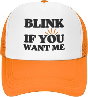 Gymini Blink If You Want Me Trucker Hat Blink If You Want Me Hat Trucker Hats Snapback Mesh Baseball Cap Orange
