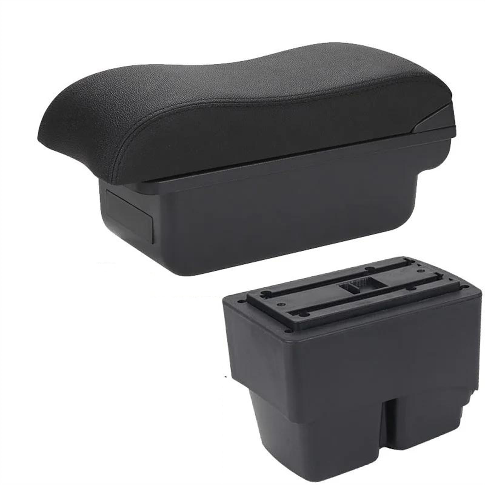 NOHEEU Armrest Box With Multifunctional Support PU Upholstered Car Interior Modification Accessories For Fiesta MK7 2009-2017(C2 Black line NO USB)