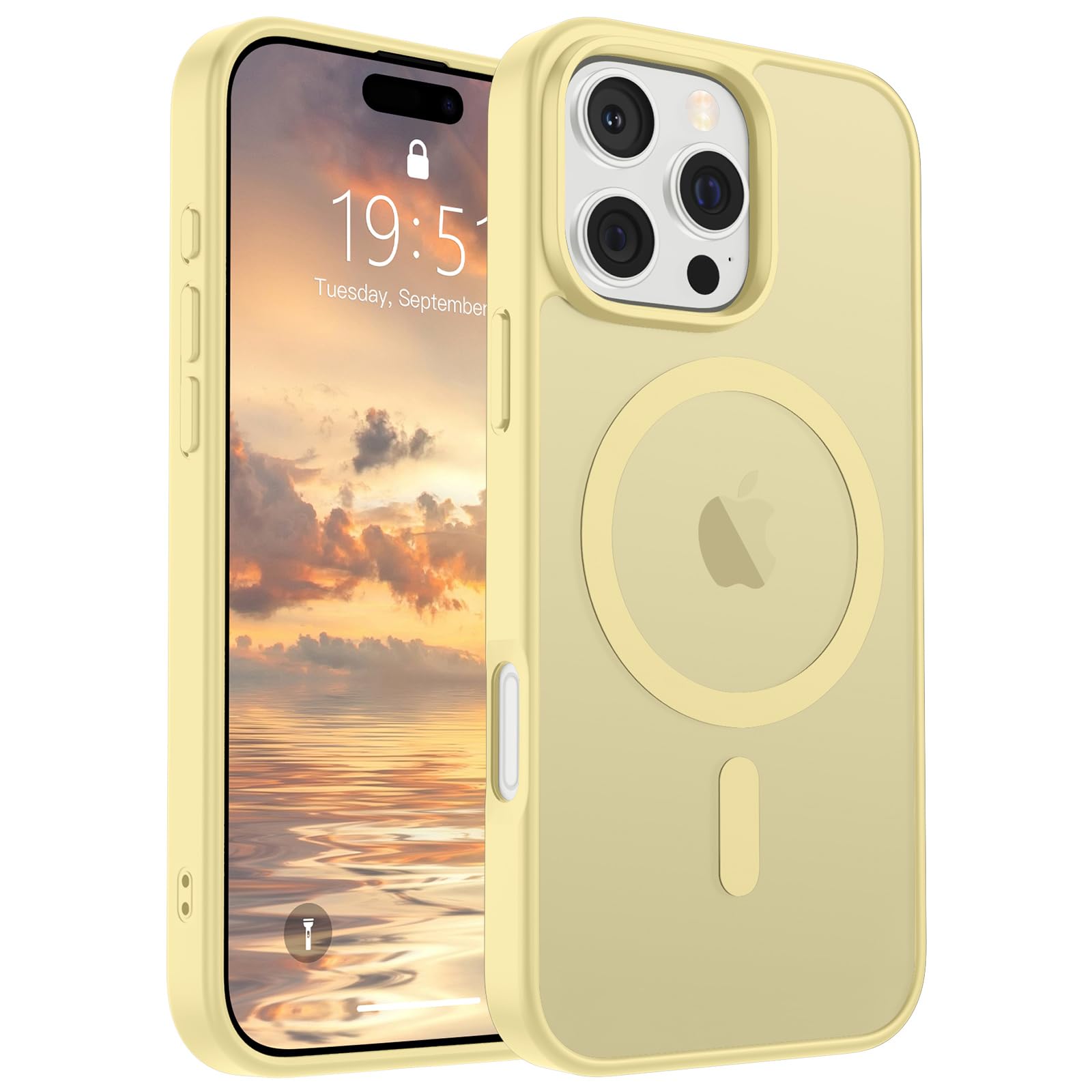 SUPFINE Magnetic for iPhone 16 Pro Case (Compatible with MagSafe) (Military Grade Drop Protection) Slim Translucent Matte Shockproof with Anti-Fingerprint Phone Case,Buttercream Yellow