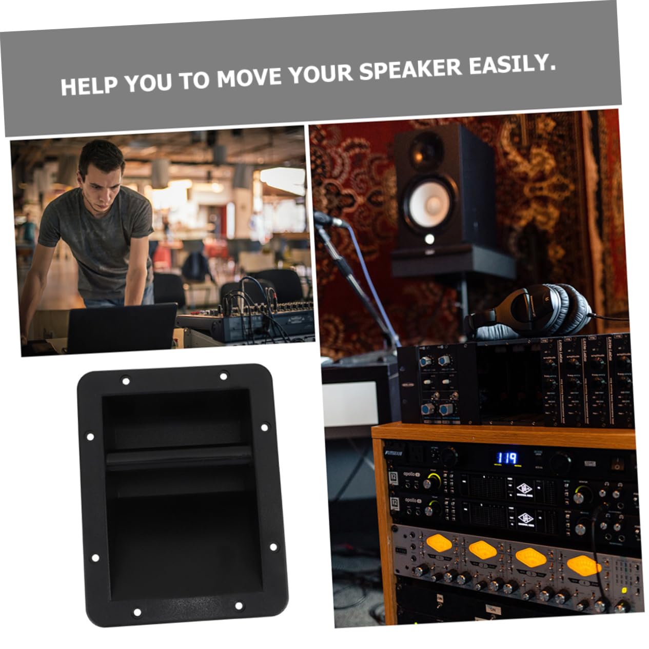VILLCASE 4 Asas de Plástico Negras Mango Cómodo Pequeños Orificios para Altavoces Paquete de 4 Piezas Accesorios para Subwoofer y Puerta de Garaje