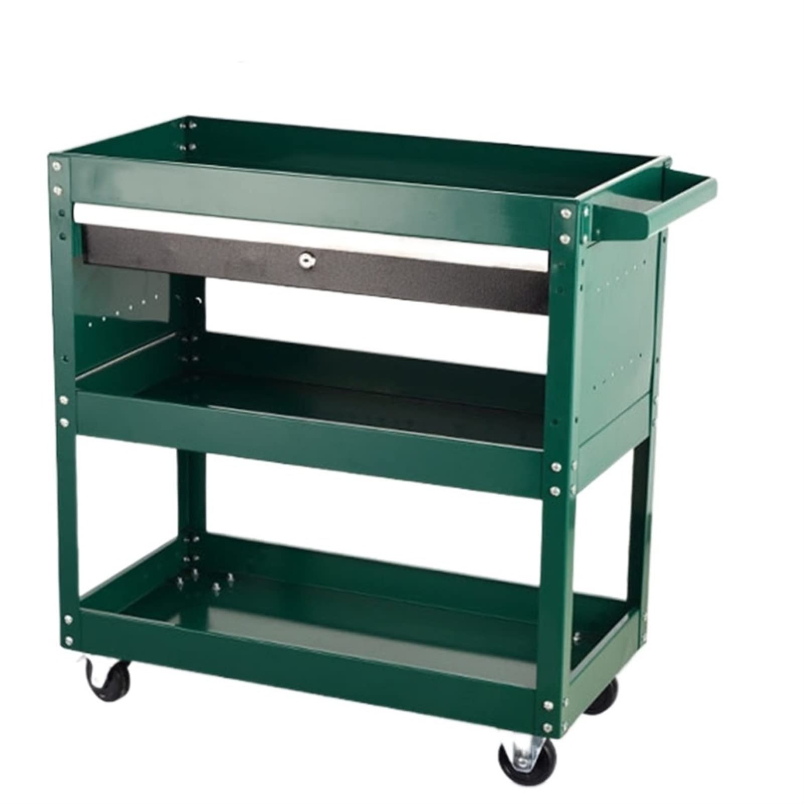 sdneNest Tools Trolley Cart, Car Workshop Toolbox Cabinet Organizer Wall Holder Mechanical Chest Shelf Storage Wheels Garage Tray,with Drawer Green