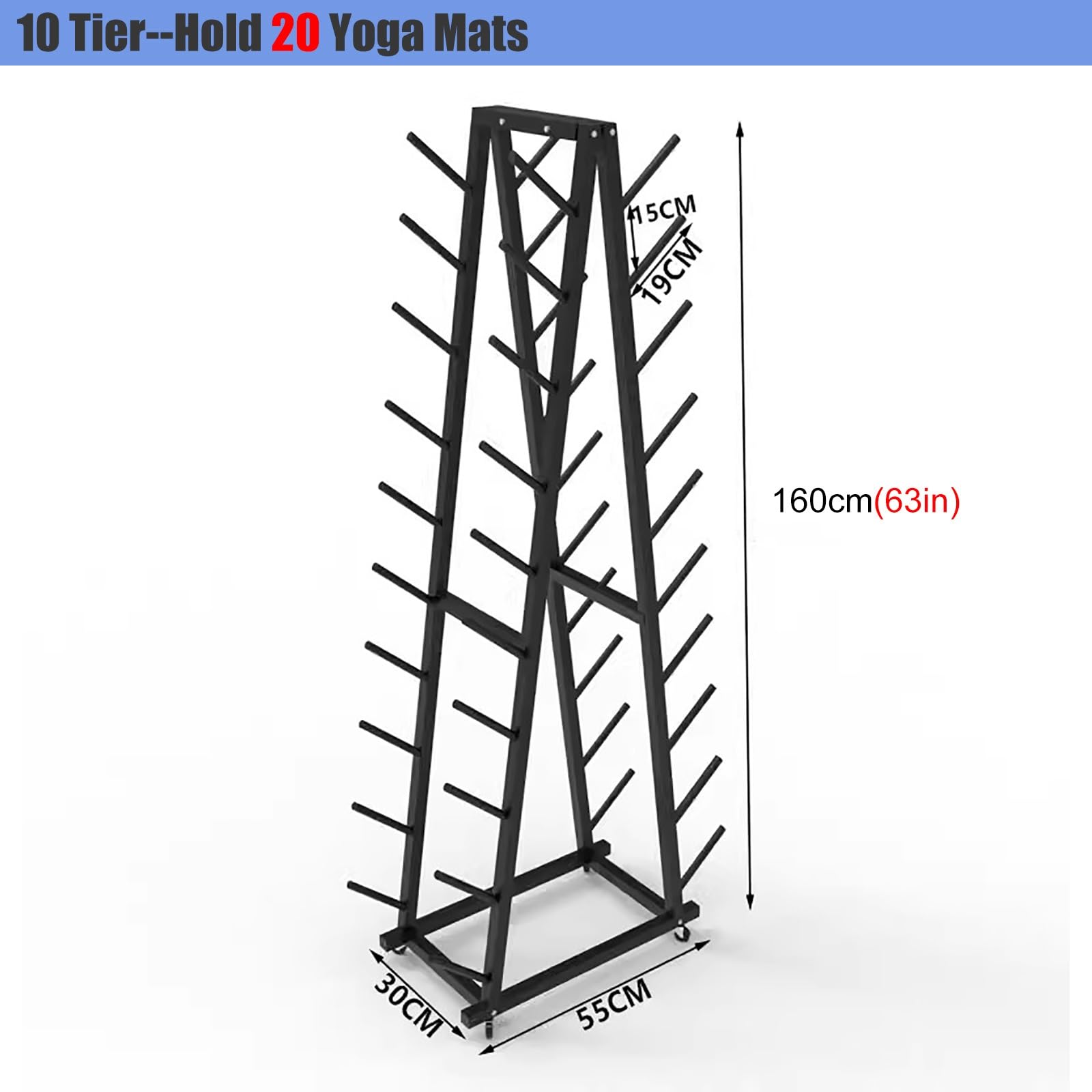 Soporte para Esterilla de Yoga de Doble Cara con Ruedas, Organizador de Almacenamiento para Rodillos de Espuma extragrandes y esterillas de Ejercicio para Gimnasio o Sala de Entrenamiento, c