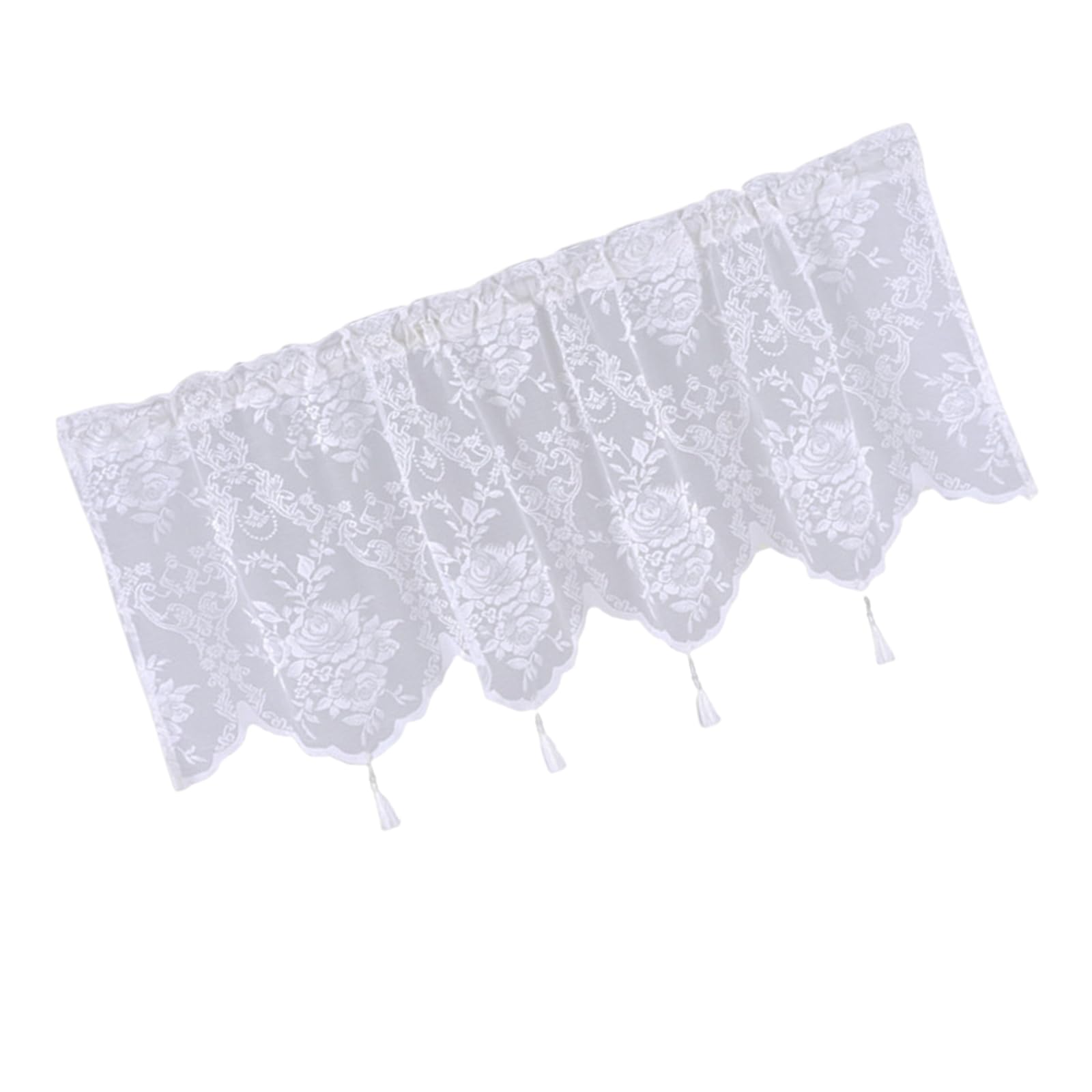 LSTTBO Lace Window Curtain Elegant Tasseled Lace Weaving Designing Curtains to Any Space Decoration Short Drape Privacy Curtain