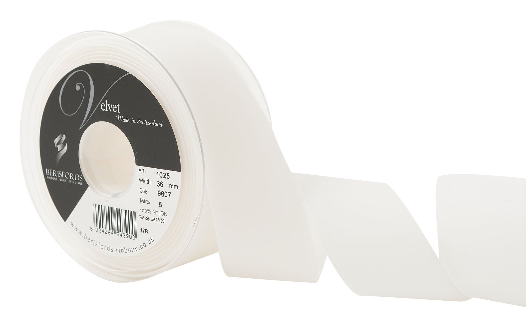 Berisfords 9607 Ecru Velvet Ribbon Mini Roll