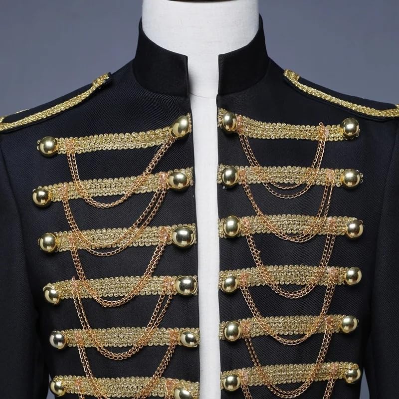 Mens Military Dress Suit Jacket Nightclub DJ Performance Clothing 6