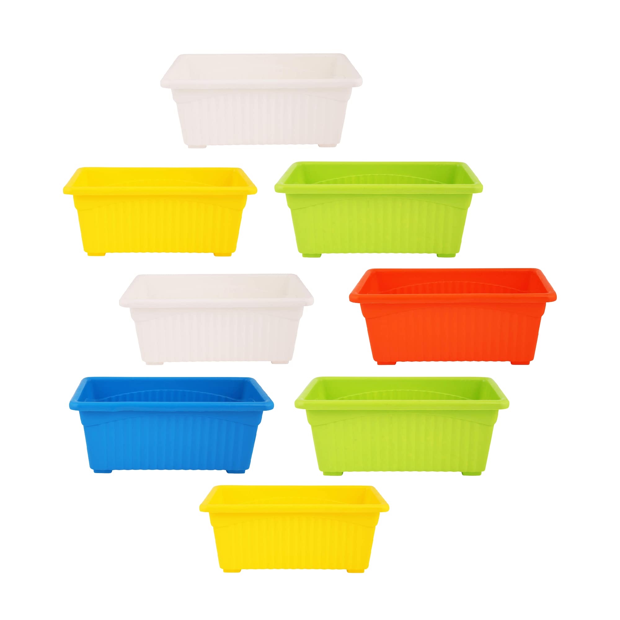 NAYRA Rectangular Shape Plastic Tub Planters/Flower Pots for Balcony, Garden, Home | Best for Flowers and Plants Multi Color Planters (Set of 8) (B0BNLFGGG4) Amazon Price History, Amazon Price Tracker