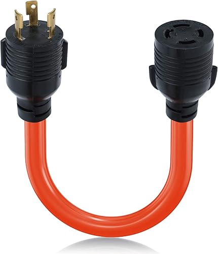 Cable adaptador de interruptor de transferencia de generador L5-30P macho a L14-30R hembra, bloqueo giratorio de 30 amperios de 3 clavijas a 4