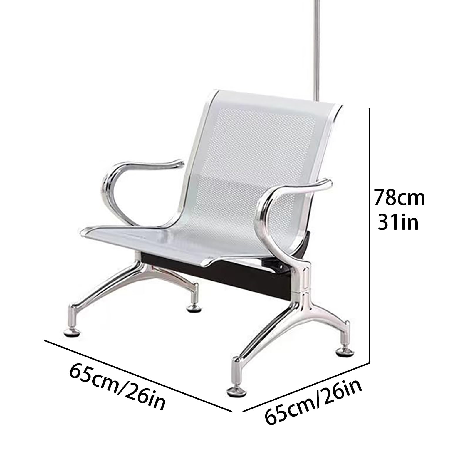 Medizinischer Empfangsstuhl, Wartezimmerstuhl, Einzelstuhl für Blutentnahmen mit Infusionsständer, Rückenlehne und Armlehnen, für Kliniken, Krankenhäuser und Ambulanzen(Silver)