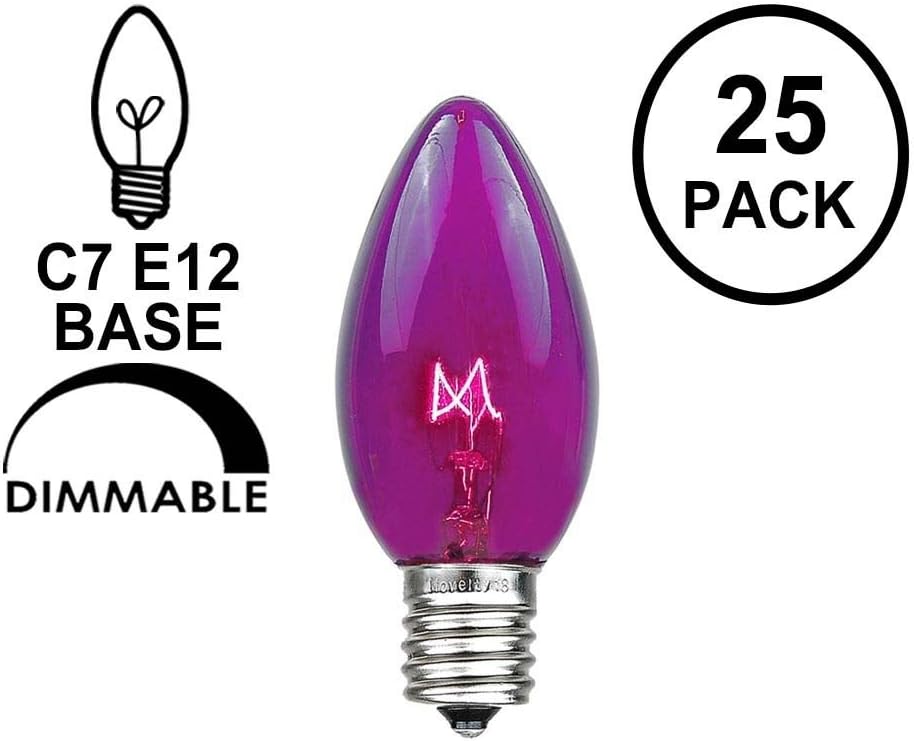 Authentic Crazy Deals Novelty Lights 25 Pack C7 Outdoor String Light Christmas Replacement Bulbs, Purple, C7/E12 Candelabra Base, 5 Watt Super Sale 🛒 Novelty Lights 25 Pack C7 Outdoor String Light Christmas Replacement Bulbs, Purple, C7/E12 Candelabra Base, 5 Watt