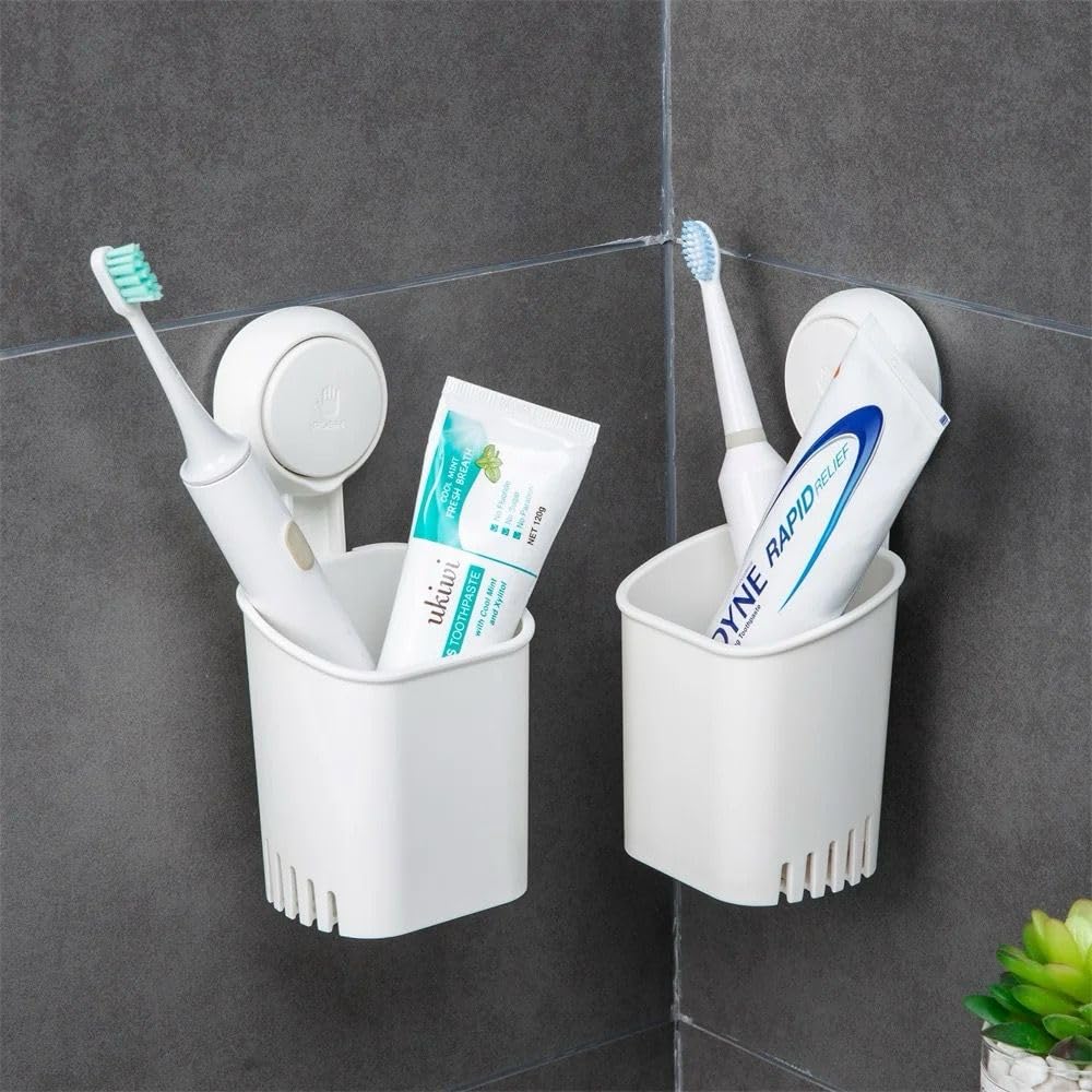 2 Pack Self Adhesive Toothbrush Holder - Bathroom Organizer -4