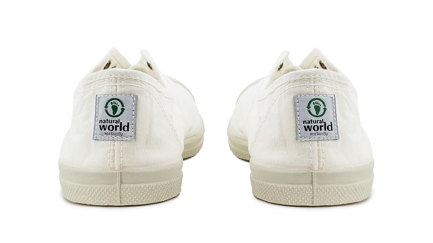Natural World Eco - Zapatillas Mujer Casual de Algodón Orgánico - Sneakers Sostenibles con Suela de Caucho Natural - Veganas - Fabricadas en España - Blancas - Modelo 102
