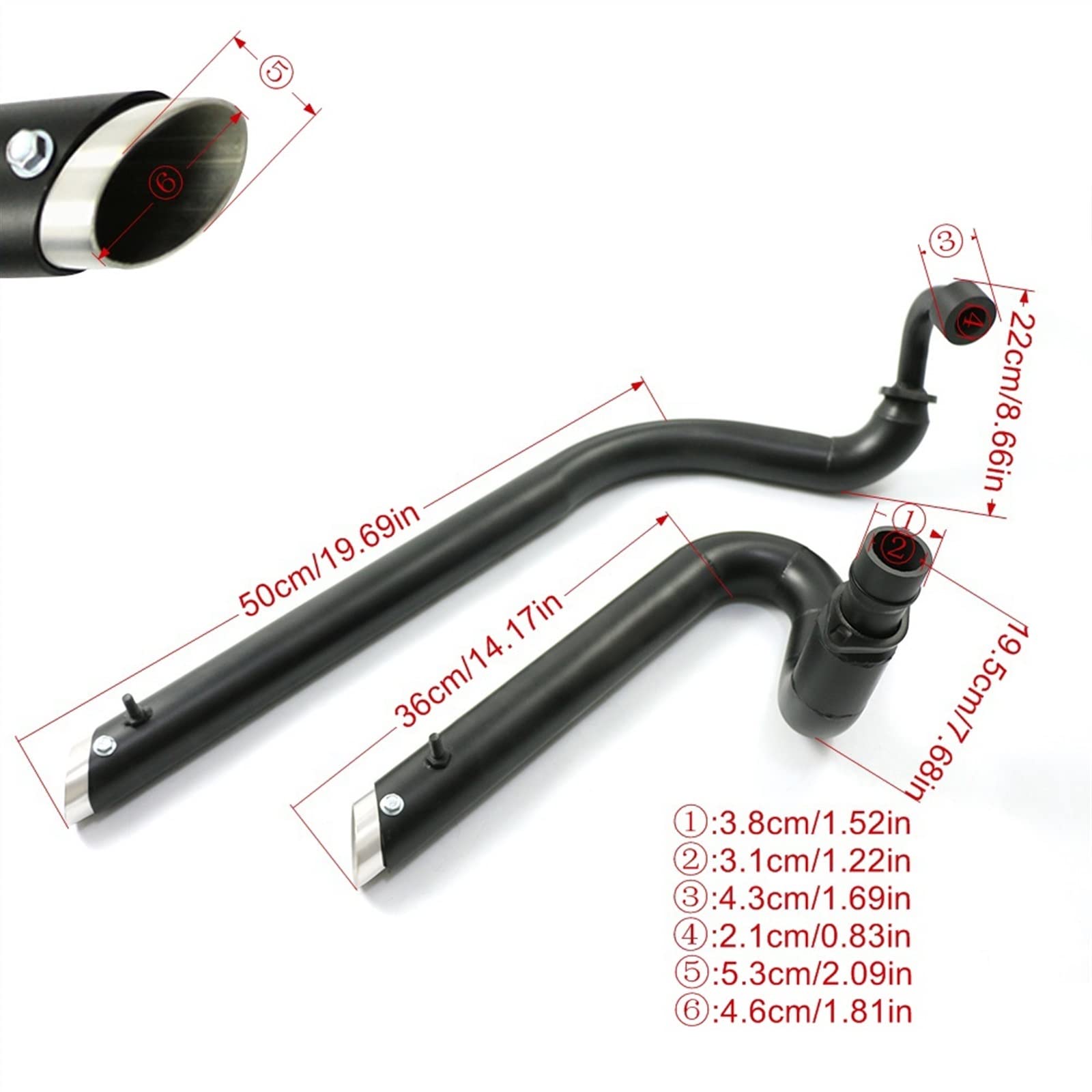 Silenziatore Tubo di Scarico Moto per Y&amaha V Star 650 XVS650 XVS400 DS650 400 Dragstar 400 Drag Star 650 Tutto L'Anno