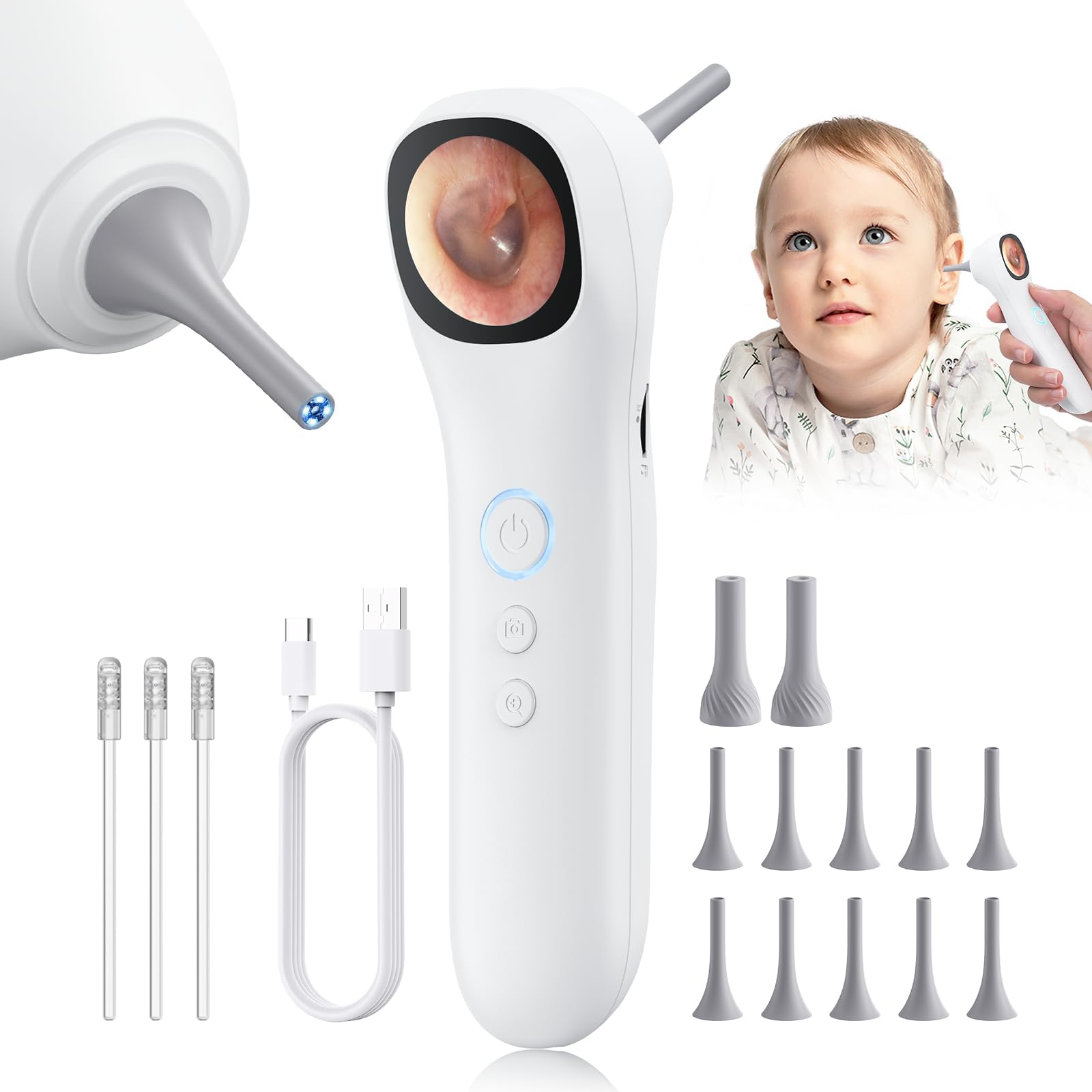 Photo 1 of Otoscope Ear Camera with 1.21” Screen, 1080P Ear Scope with 4 LED Lights, Otoscope Camera for Adults Kids and Pets, Support Photo & Video, Type-C Charging with Computers, Baby Essentials, Home Medical