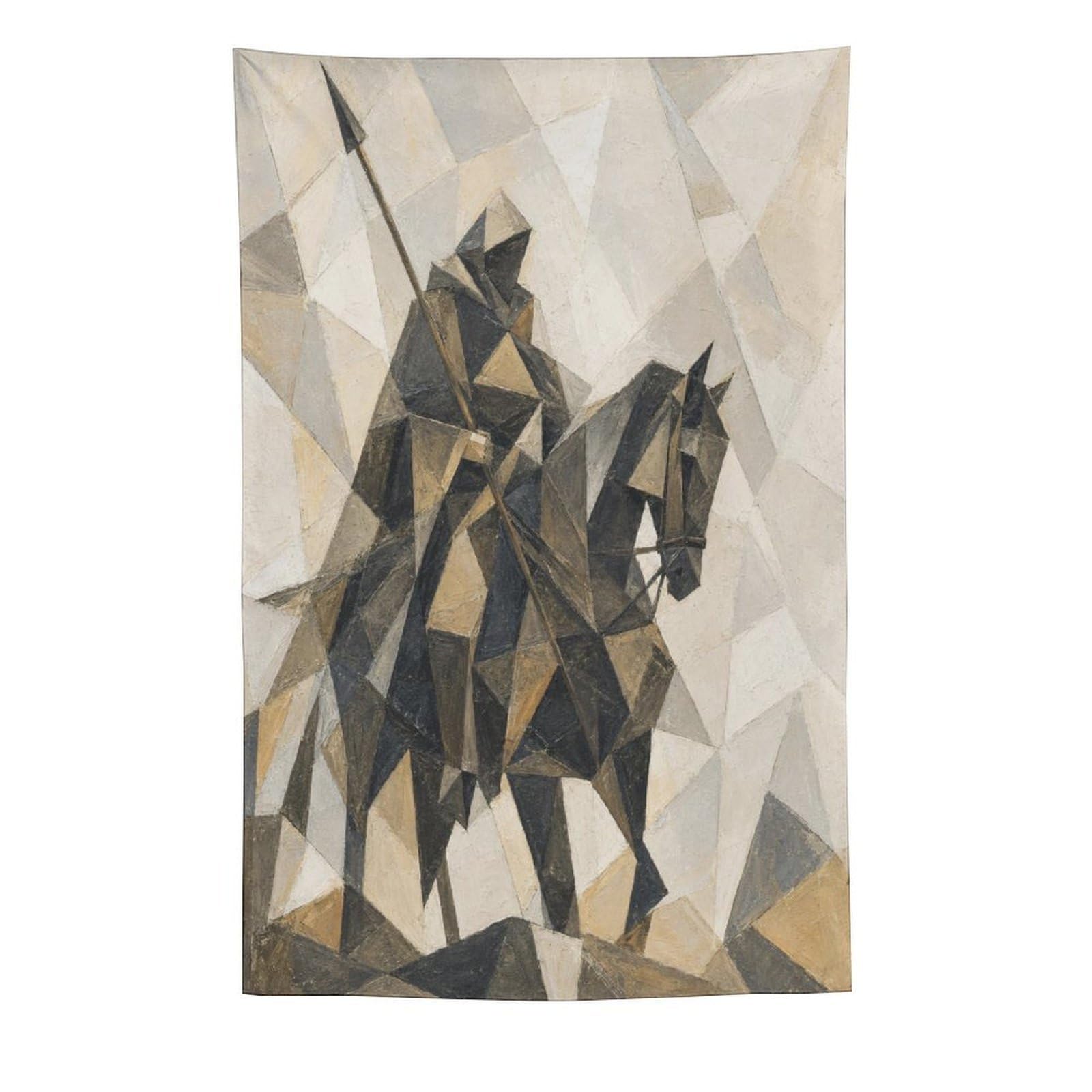 W7C8U2X3 Geometric Horse and Rider Wall Tapestry, Geometric Art, Dorm Room