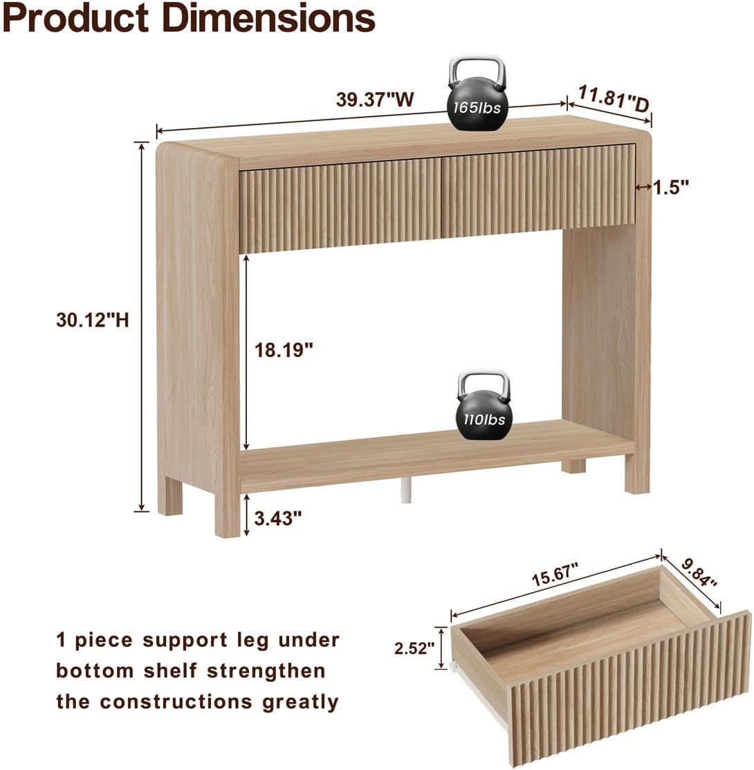 FATORRI Console Sofa Table, Wooden Entryway Table for Living Room, 39.37 inch Modern Hallway Tables and Couch Tables Behind Sofa (Light Walnut)