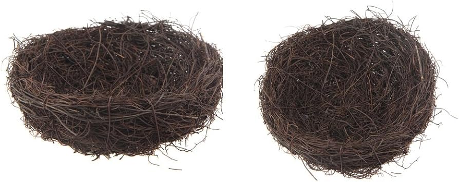 emours Natural Bird Nest Woven Vine Bird Finch House Bedding,2 Pack