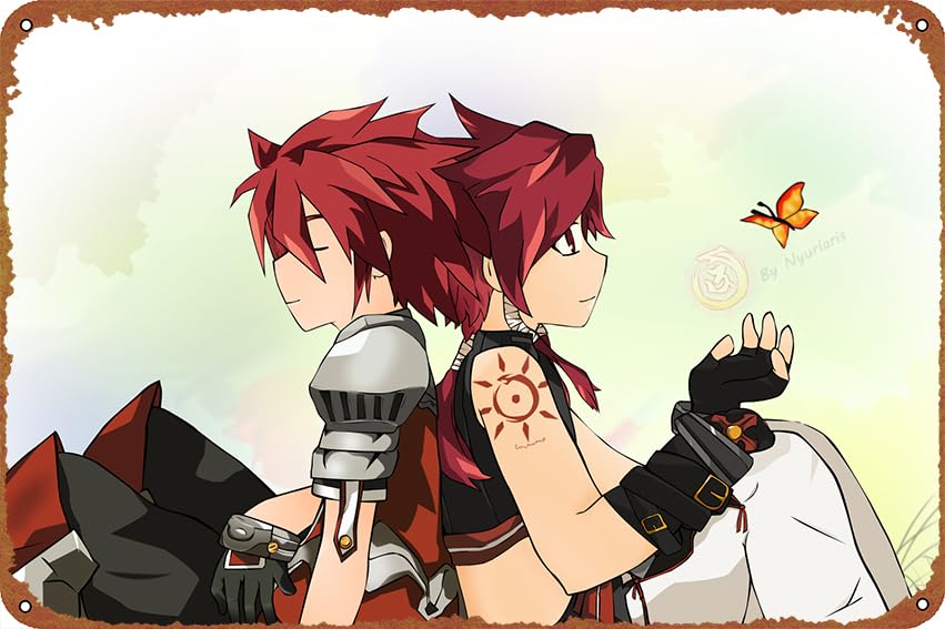 Video Game Elsword Poster Vintage Cute Metal Sign Gift Retro Novelty Cafe Store Garage Tin Signs8x12 Inch