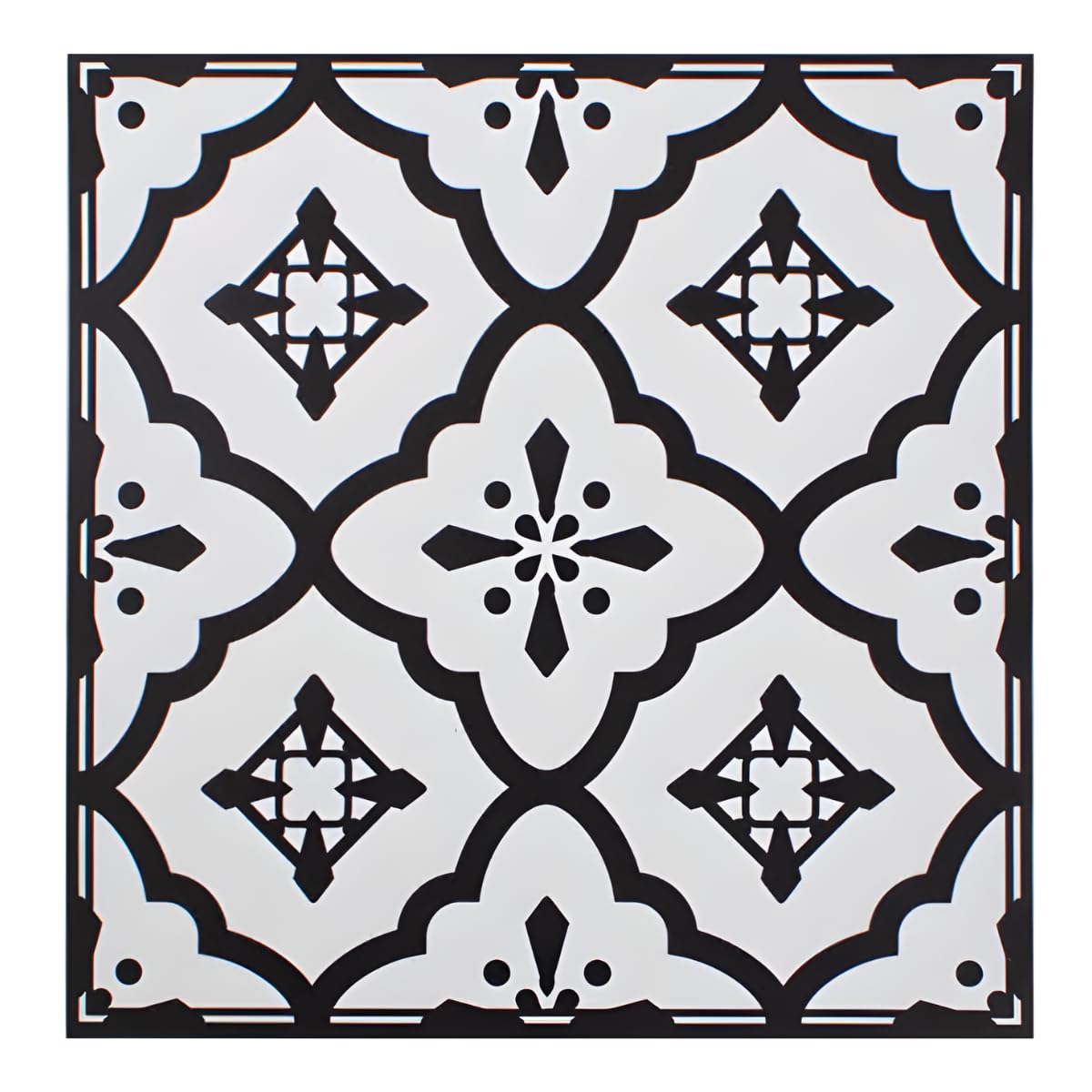 Pack of 8 Monochrome Vinyl Floor Tiles Peel & Stick 1ft x 1ft, Black & White Geometric Mosaic Design, Easy-Fit Flooring for Kitchens, Bathrooms, Living Rooms & Hallways Self Adhesive