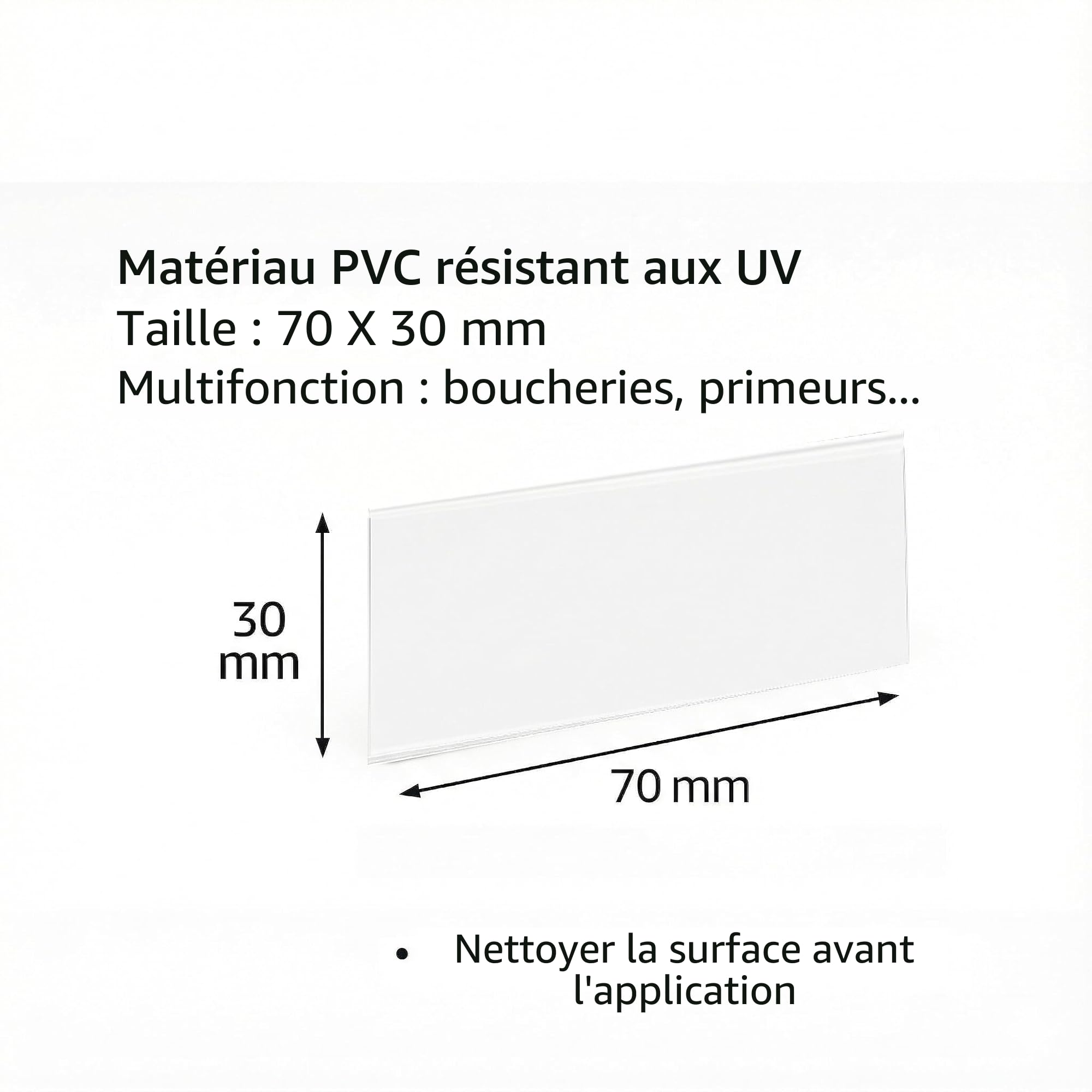 Porte-étiquettes Autocollants (30 mm x 70 mm), 100 Pièces de Porte-prix Individuels Autocollants 70 mm, Affiches de prix Transparentes, Étiquettes de prix, Étiquettes Autocollantes Transparentes