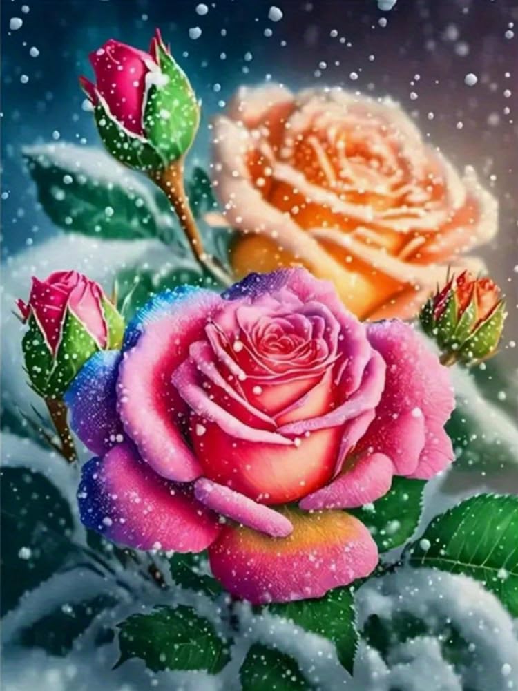 GLTEYACO 5D Diamond Painting Diamond Art Kits DIY Adult Beginner Diamond Crafts Home Wall Decoration Flowers 40x50 cm