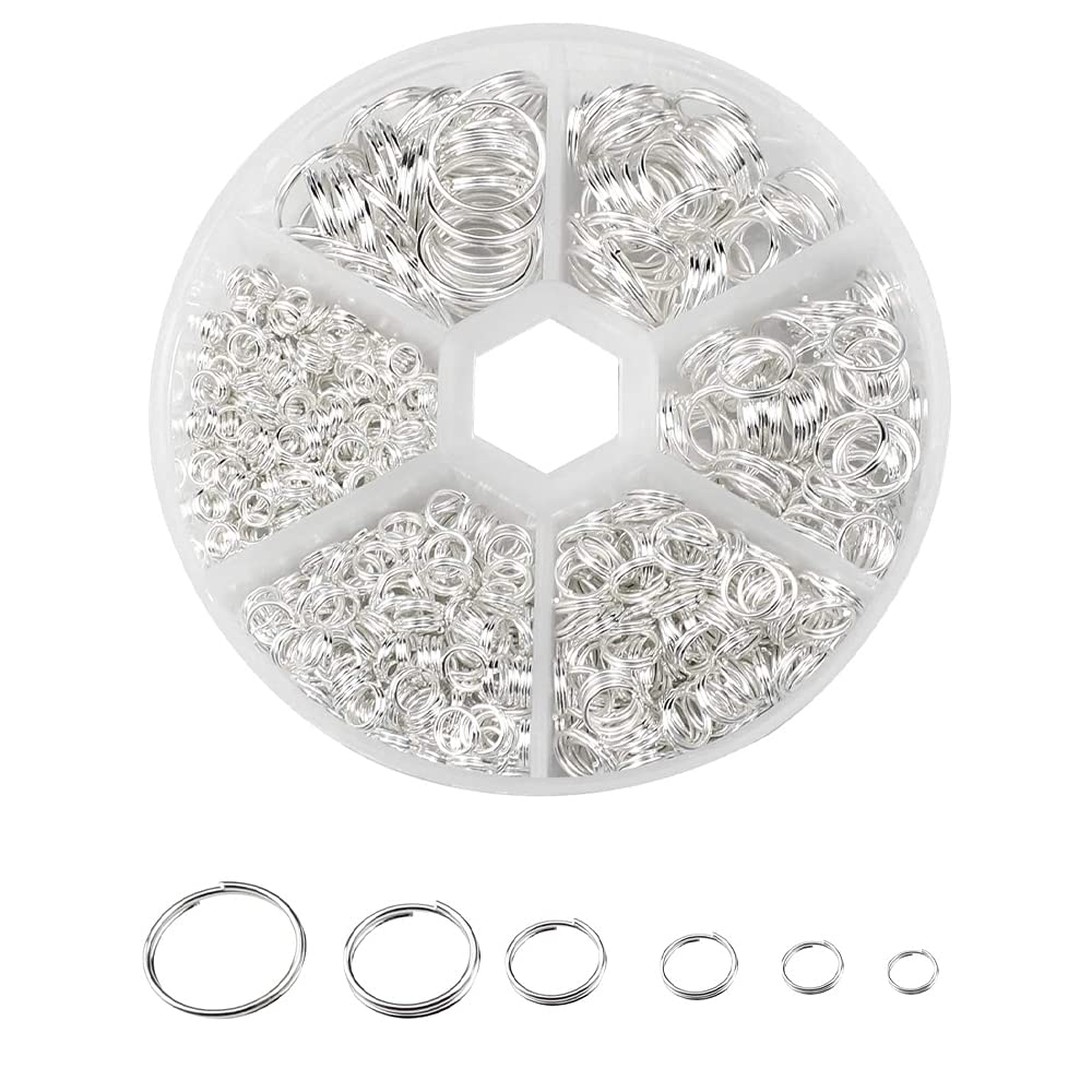30-60 Pezzi Anelli di Salto Aperti in Argento Sterling 925 3-6 mm Connettori ad Anello Diviso per Orecchini Fai-da-Te Bracciale Risultati per Creazione di Gioielli-60 Pezzi, 6 mm x 0,5 mm
